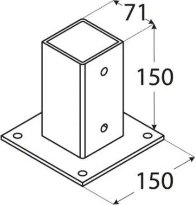 BEAM BASE PSP70 70X150 ZINC