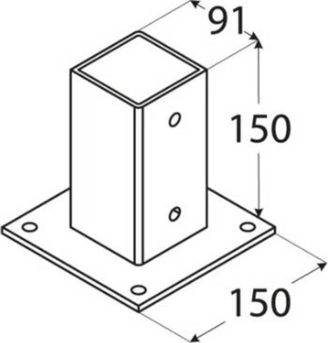 BEAM BASE PSP90 90X150 ZINC