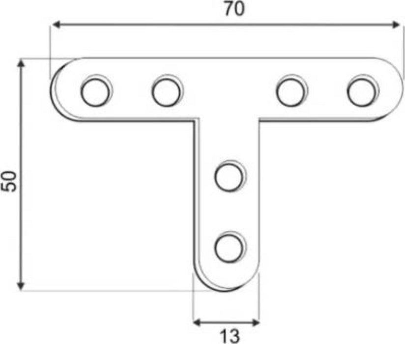 PLATE T-SHAPED FKT 70X50X13 ZINC