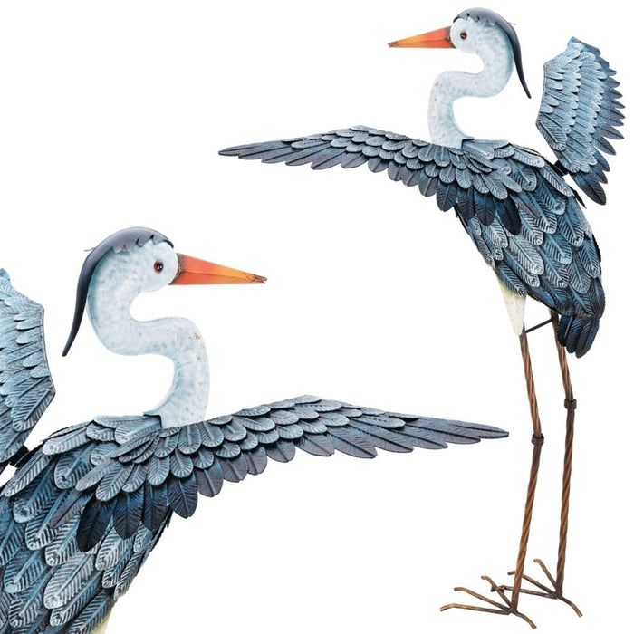 HERON FIGURE METAL 40X63X86CM