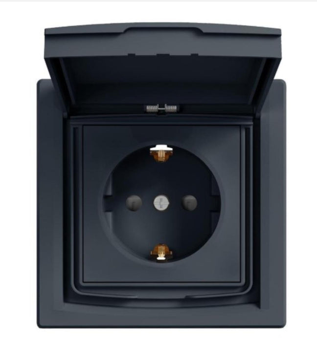 CONTACT SHUKO COVER IP44 ANTHRACITE ASFORA