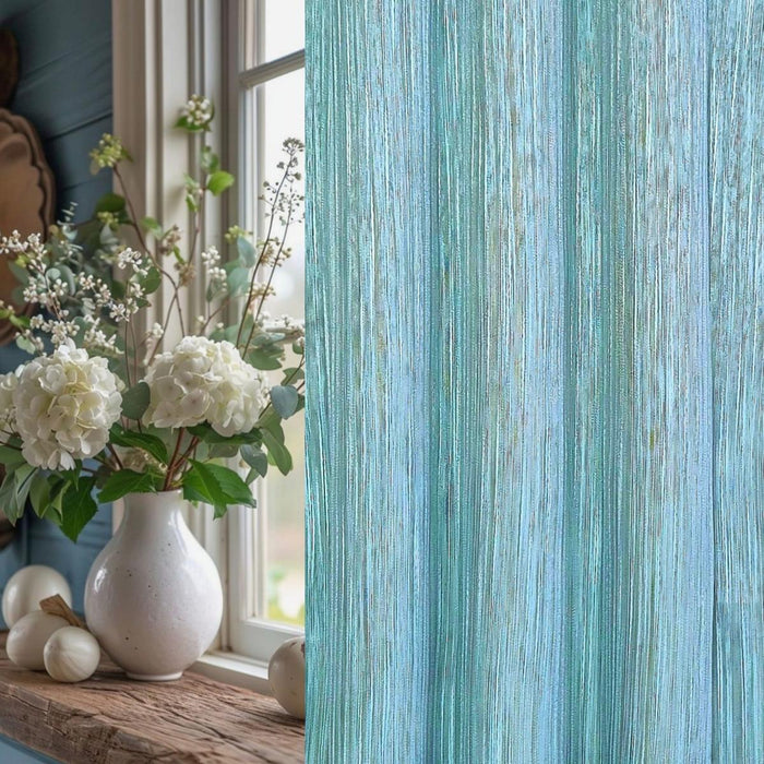 CURTAIN TRANSPARENT STRIPES LIGHT TURQUOISE 300CM