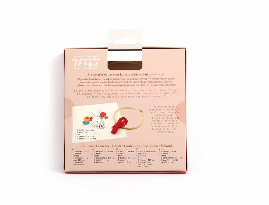 EMBROIDERY KIT Φ15CM FLYING RABBIT