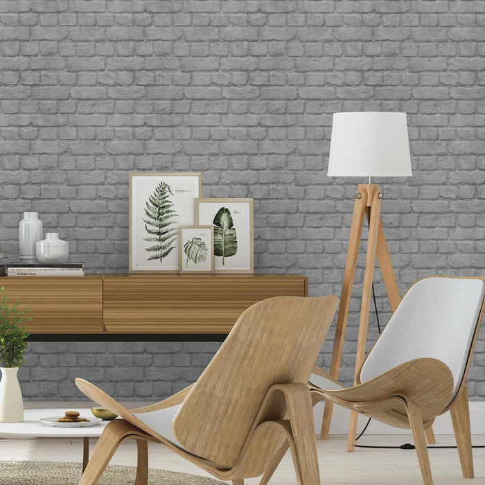 WALLPAPER RUSH SILVER BRICKS GREY DU
