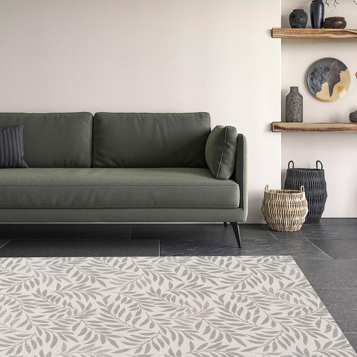 AUTUMN CARPET GRAY LEAVES BEIGE 80X150CM