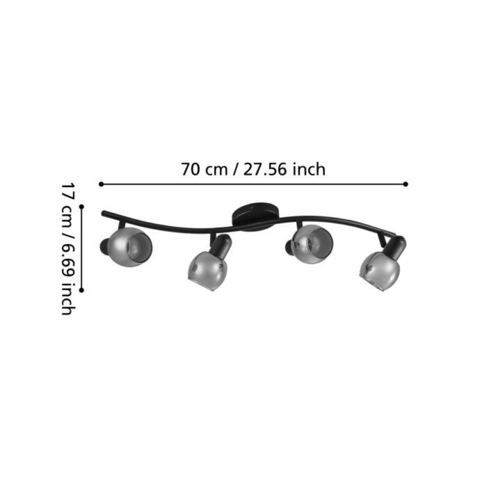 SPOT 4XE14 BLACK EGLO POLLICA