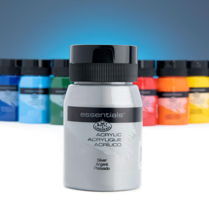 ACRYLIC PAINT 500ML ESSENTIAL SILVER