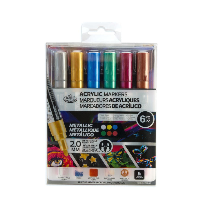 ARTIST MARKERS 6PCS. REPLACEABLE TIP METALLIC