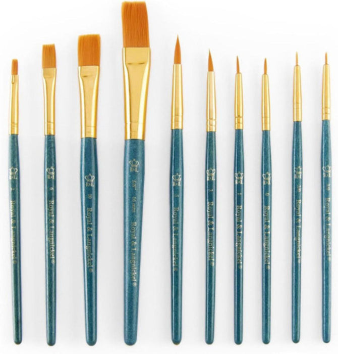 FLAT DRAWING BRUSHES 10 GOLD TAKLON