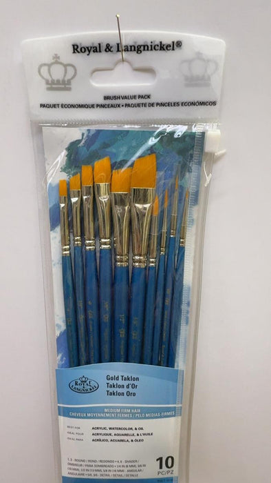ANGLED DRAWING BRUSHES 10B GOLD TAKLON