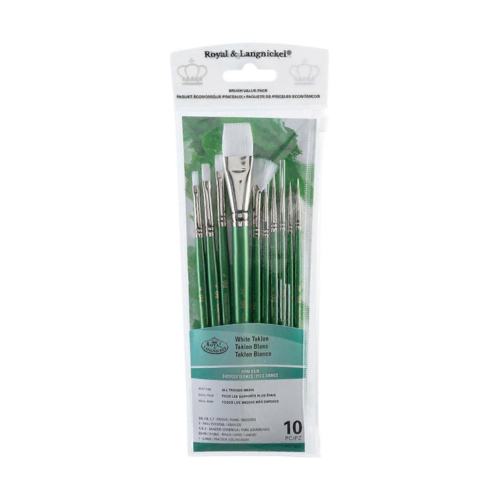 BRUSHES WITH DIFFERENT SHAPES 10PCS WHITE TAKLON