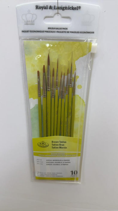 BRUSHES VARIOUS TYPES 10PCS BROWN TAKLON