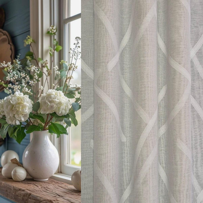 CURTAIN SEMI-TRANSPARENT STRIPES WHITE 140X270