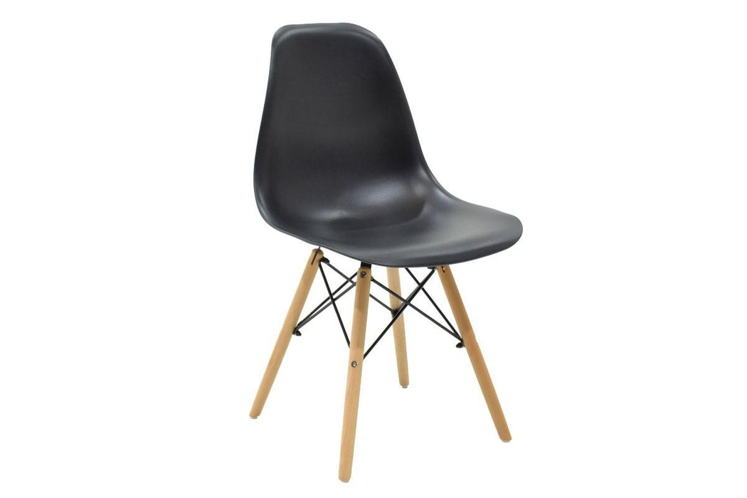 DINING CHAIR BLACK/NATURAL WOOD
