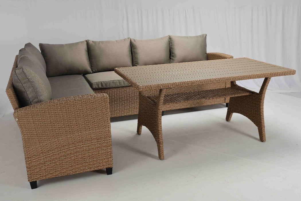 CORNER RATTAN SET - SOFA AND TABLE RIVIERA