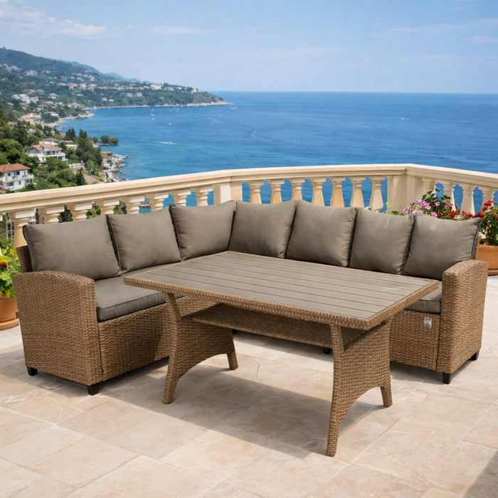 CORNER RATTAN SET - SOFA AND TABLE RIVIERA