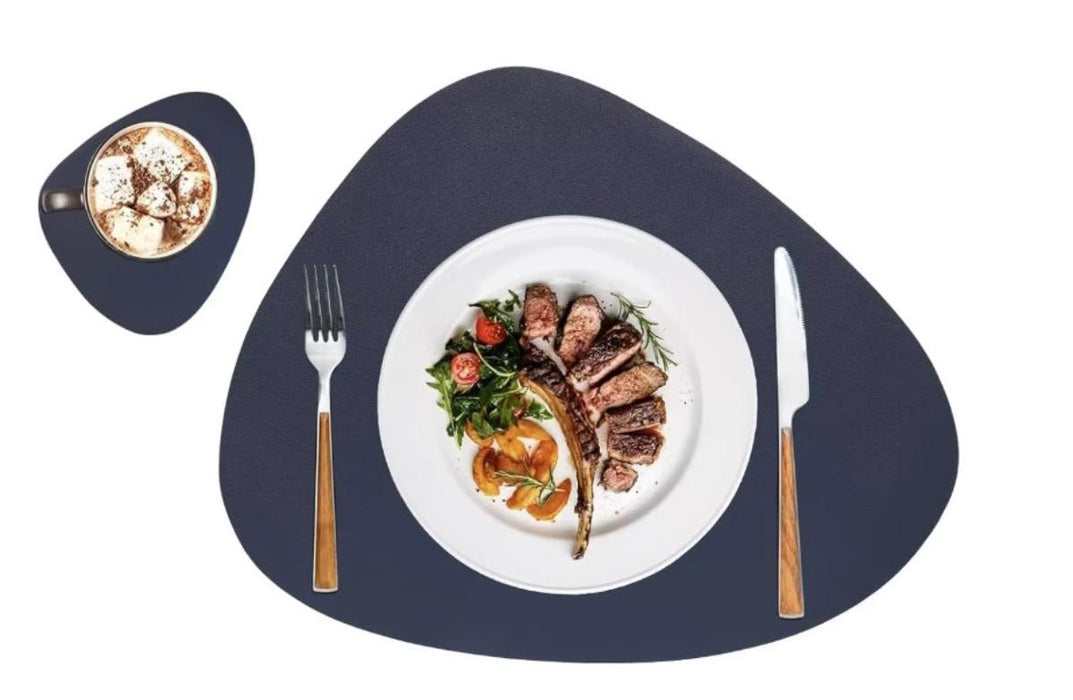 LEATHER TABLE MAT 45X36 CM YELLOW/BLACK