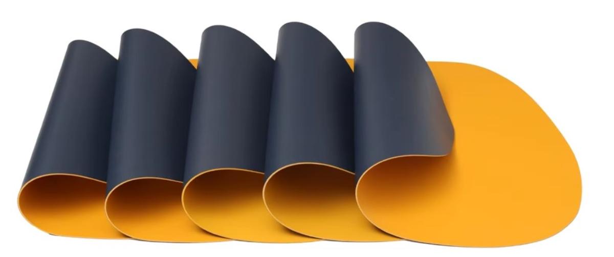 LEATHER TABLE MAT 45X36 CM YELLOW/BLACK