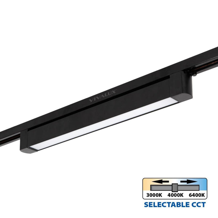 LED LINEAR FIXTURE 30W 3CCT 2000LM FOR RAIL MOUNTING BLACK VIVALUX DRAX