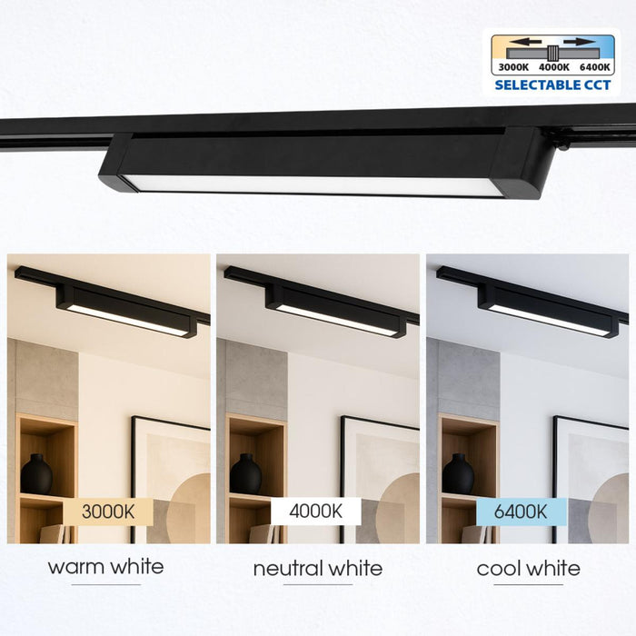 LED LINEAR FIXTURE 30W 3CCT 2000LM FOR RAIL MOUNTING BLACK VIVALUX DRAX