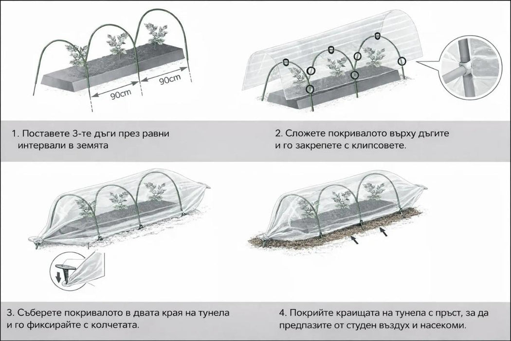 MINI GREENHOUSE WITH TEXTILE H47CM L120CM