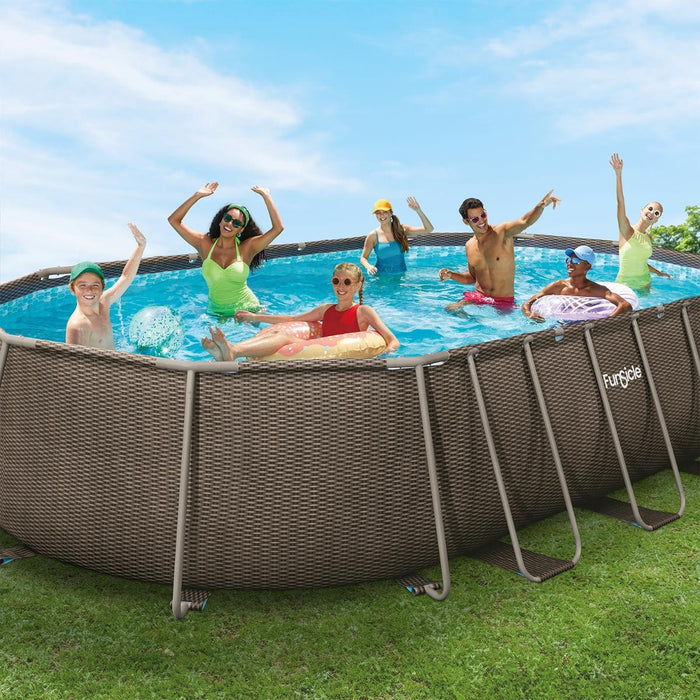 SWIMMING POOL 6.1X3.66X1.22M METAL FRAME OVAL