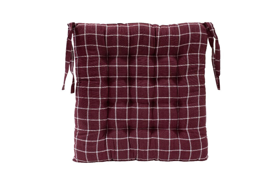 CHAIR CUSHION 40X40 CHECKED BURGUNDY