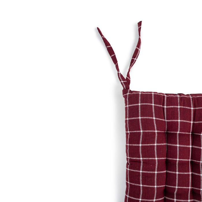 CHAIR CUSHION 40X40 CHECKED BURGUNDY