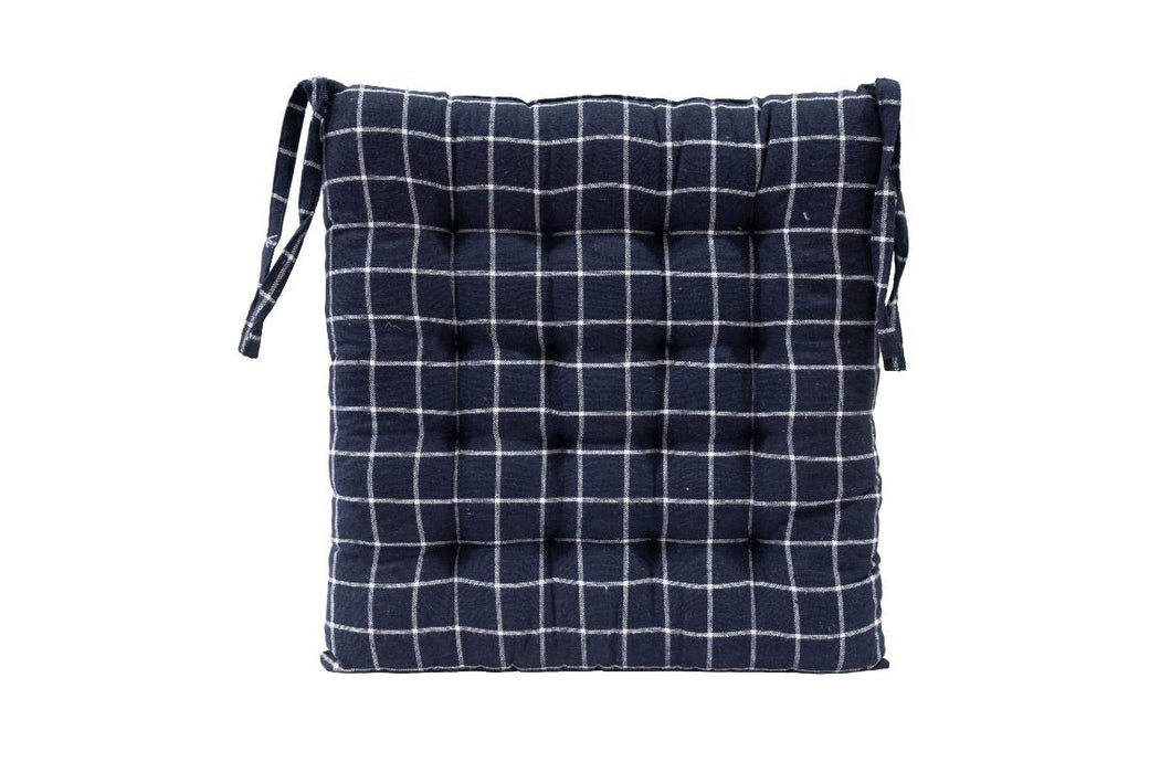 CHAIR CUSHION 40X40 CHECKED DARK BLUE