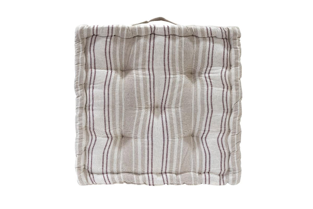 FLOOR CUSHION 40X40X8 BURGUNDY STRIPED