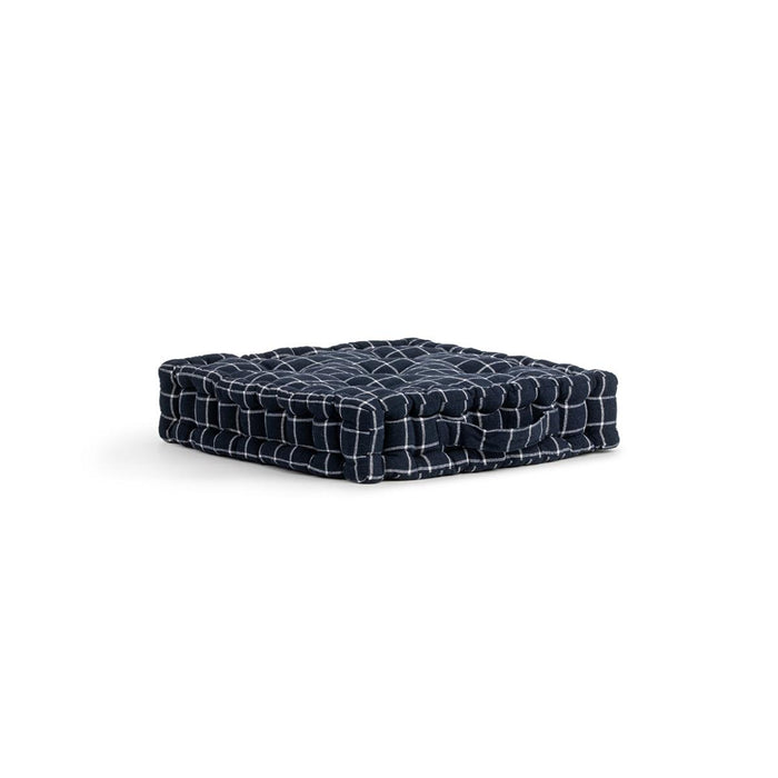 FLOOR CUSHION 40X40X8 CHECKED BLUE