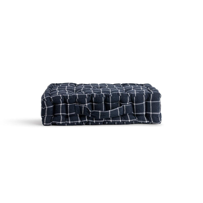 FLOOR CUSHION 40X40X8 CHECKED BLUE