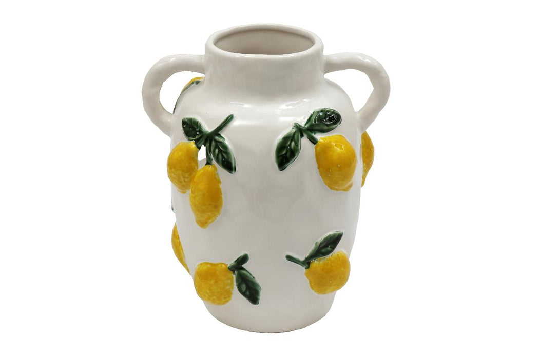 VASE WITH HANDLES 19X23 CM LEMONS RELIEF