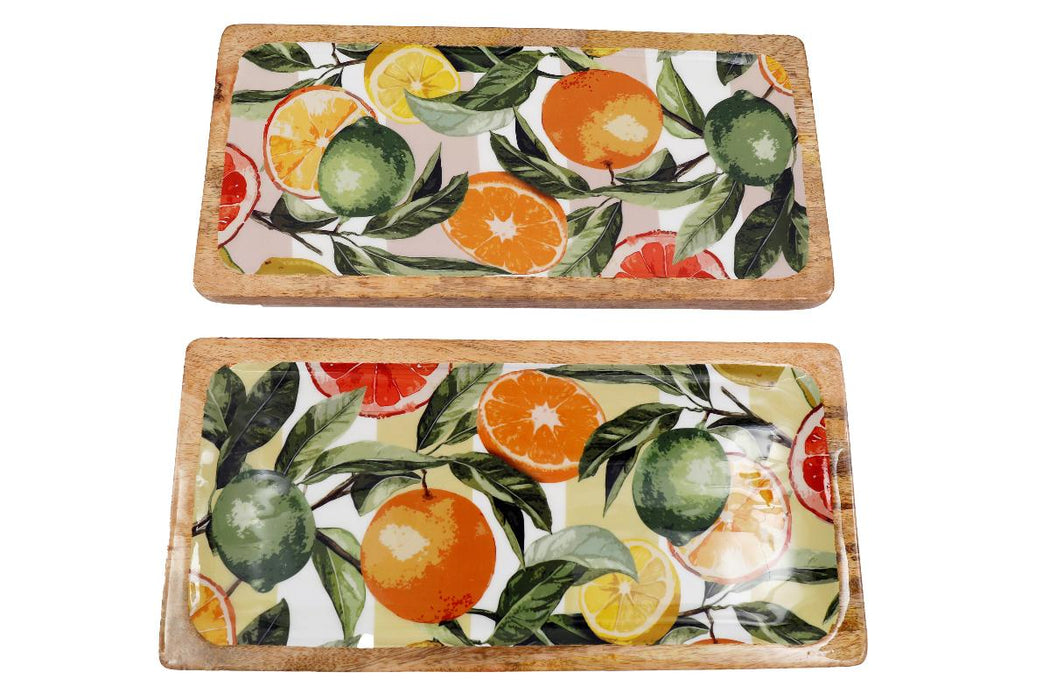 PLATE 40X19CM ENAMELLED CITRUS