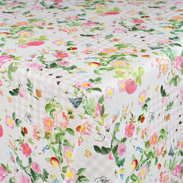 OIL COVER ALDECO 140 CM FLOWERS PINK CHECK