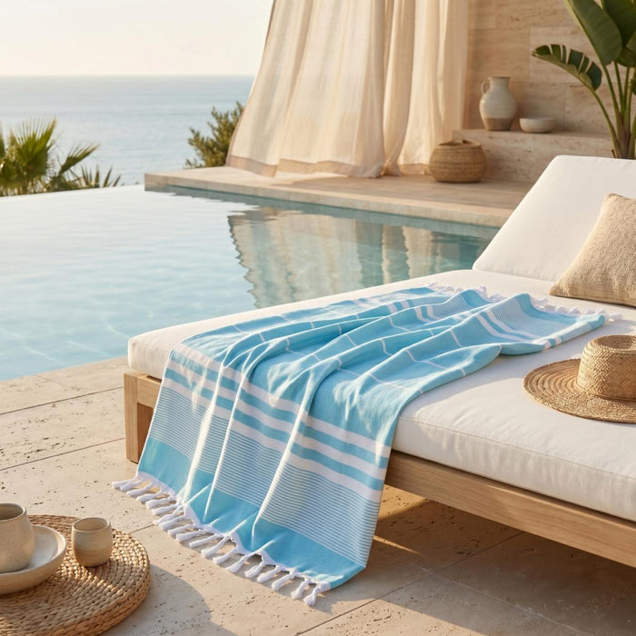 BEACH TOWEL 80X160CM BLUE