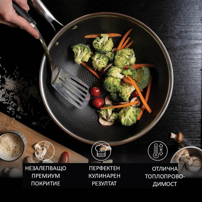 WOK PAN 28 CM ROSMARINO HEXAPRO