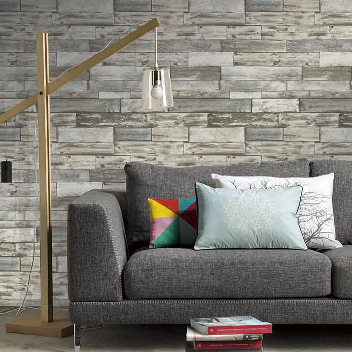 WALLPAPER DUPLEX IMITATIONS BOARDS GRAY