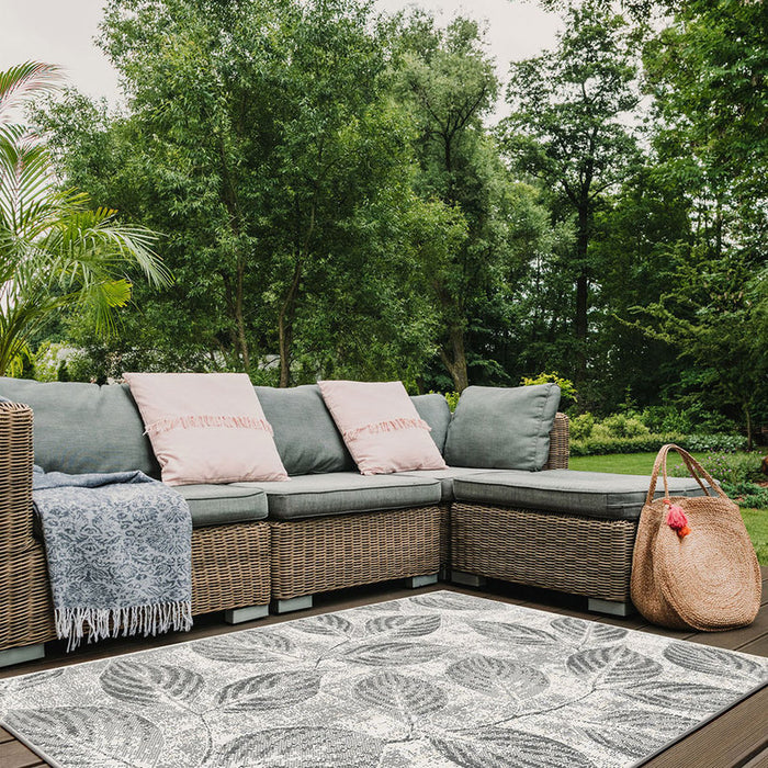 BRUSSELS CARPET 160X230 CM GRAY LEAVES CREAM
