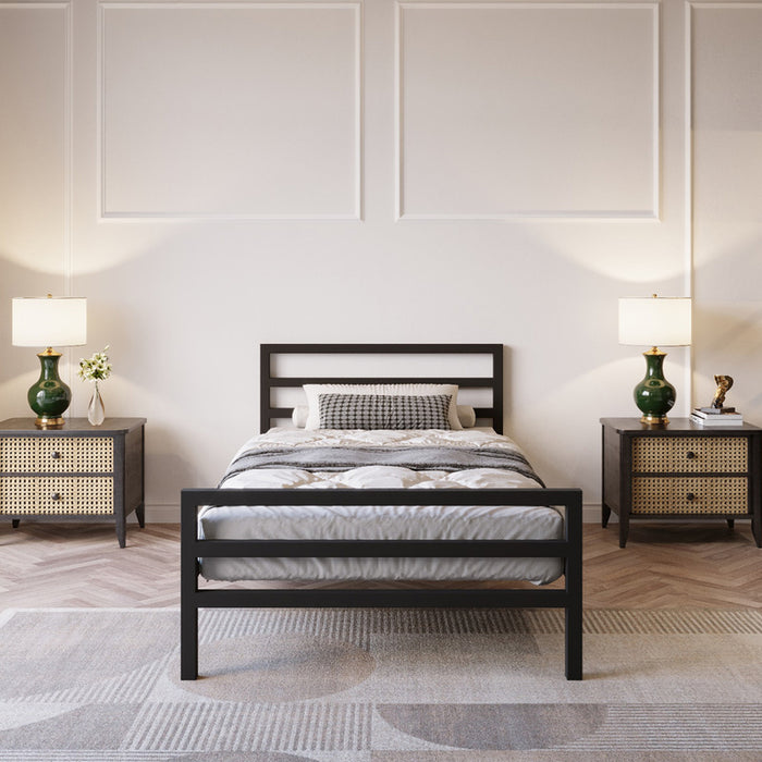 METAL BED WITH FRAME PETRA 90X200 BLACK