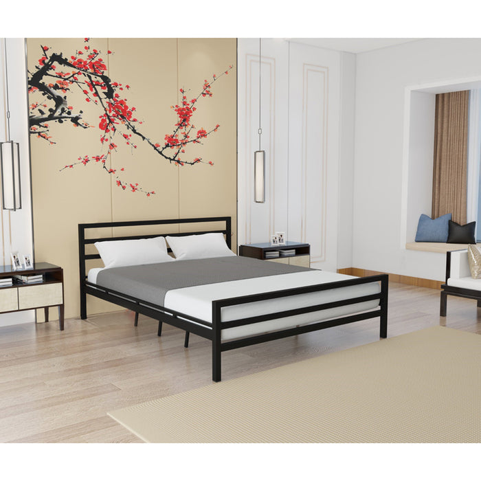 METAL BED WITH FRAME PETRA 160X200 BLACK