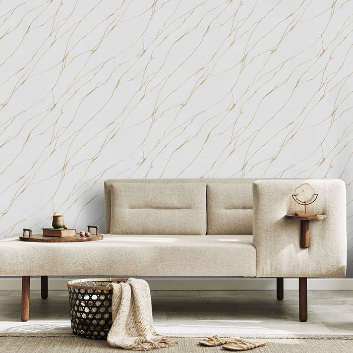 WALLPAPER VINYL LEAVES MARBLE WOOD