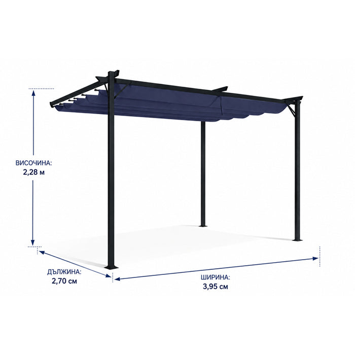 GARDEN PERGOLA 400X270CM WITH MOVABLE ROOF 183274