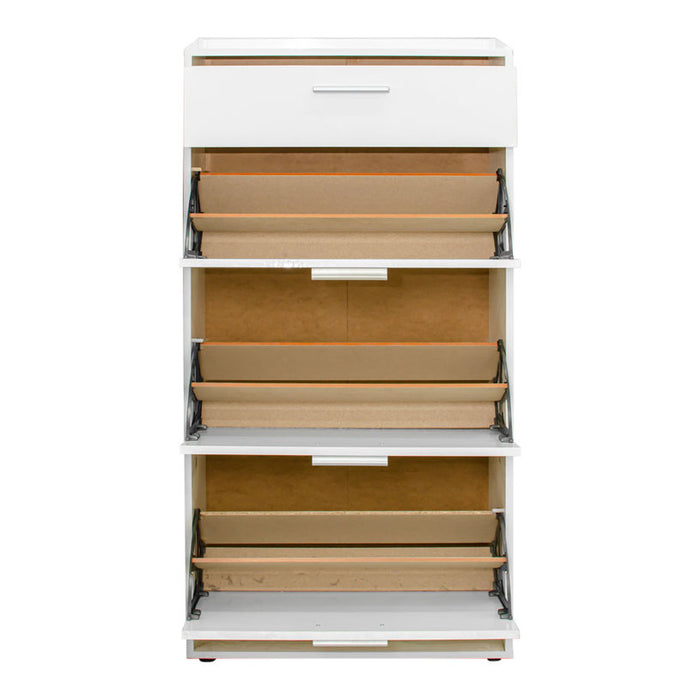 SHOE CABINET 3 DOORS WHITE GLOSS