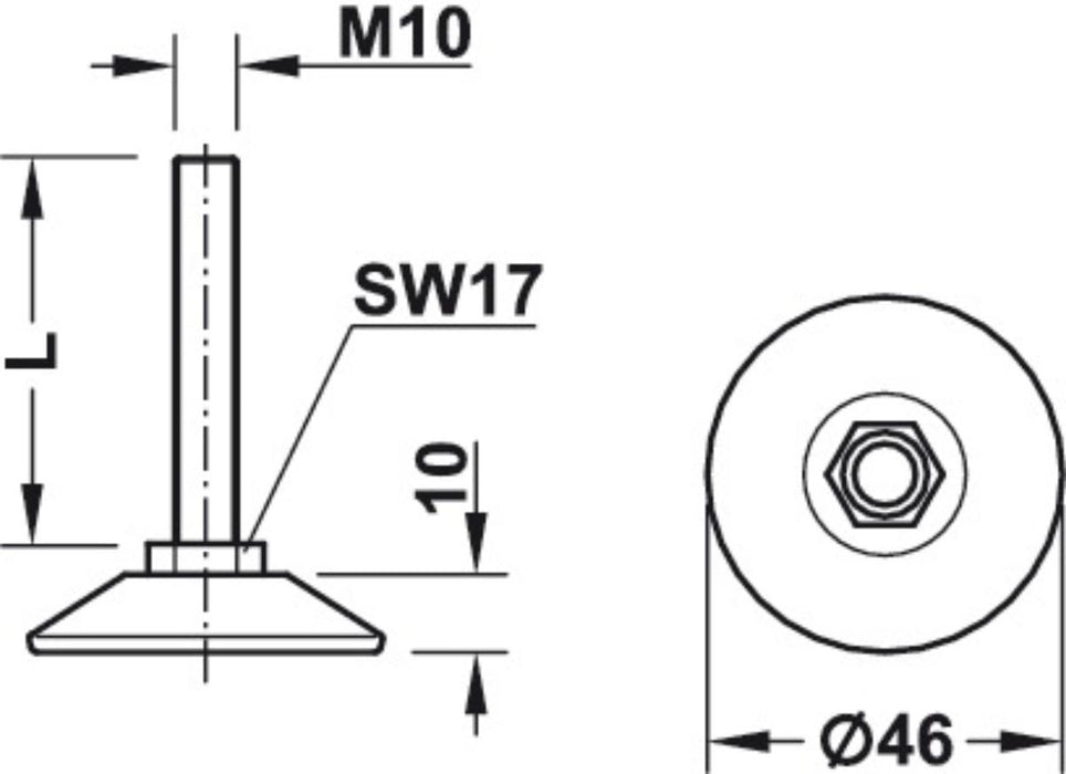 ADJUSTABLE STEP HÄFELE D46X40X10MM 4B