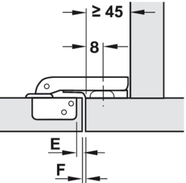 HINGE FOR WOOD FRONT ASSEMBLY F26 HÄFELE