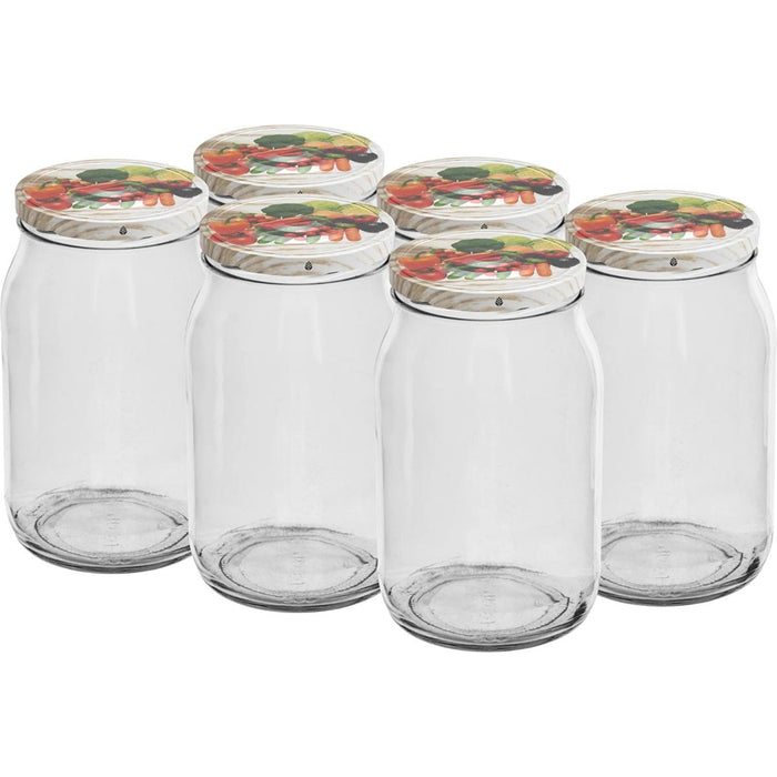JARS 900ML + COLORED CAPS F83 6PCS