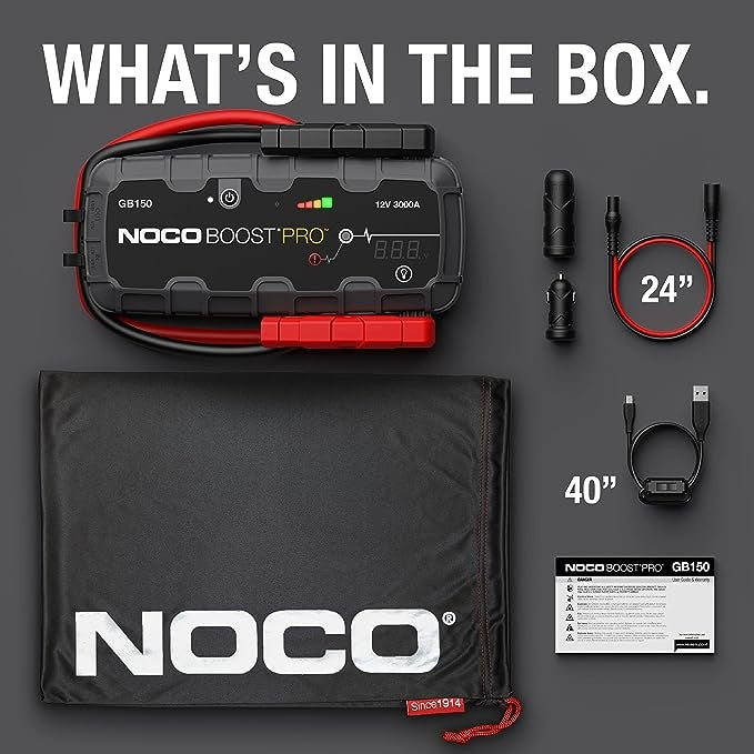NOCO GB150 Boost 12V 3000A Jump Starter starter device with integrated 12V/USB battery