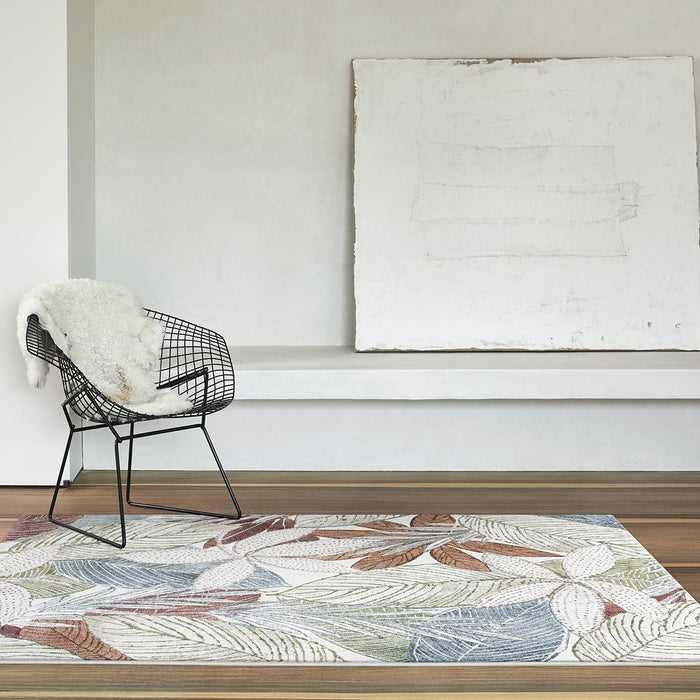 CARPET ARGENTUM BLUE GREEN LEAVES-160X230
