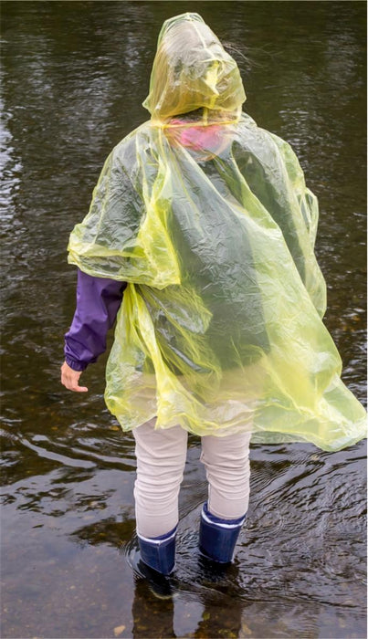DISPOSABLE RAIN PONCHO YELLOW/BLUE
